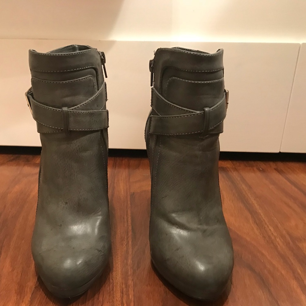 Grey faux leather boots